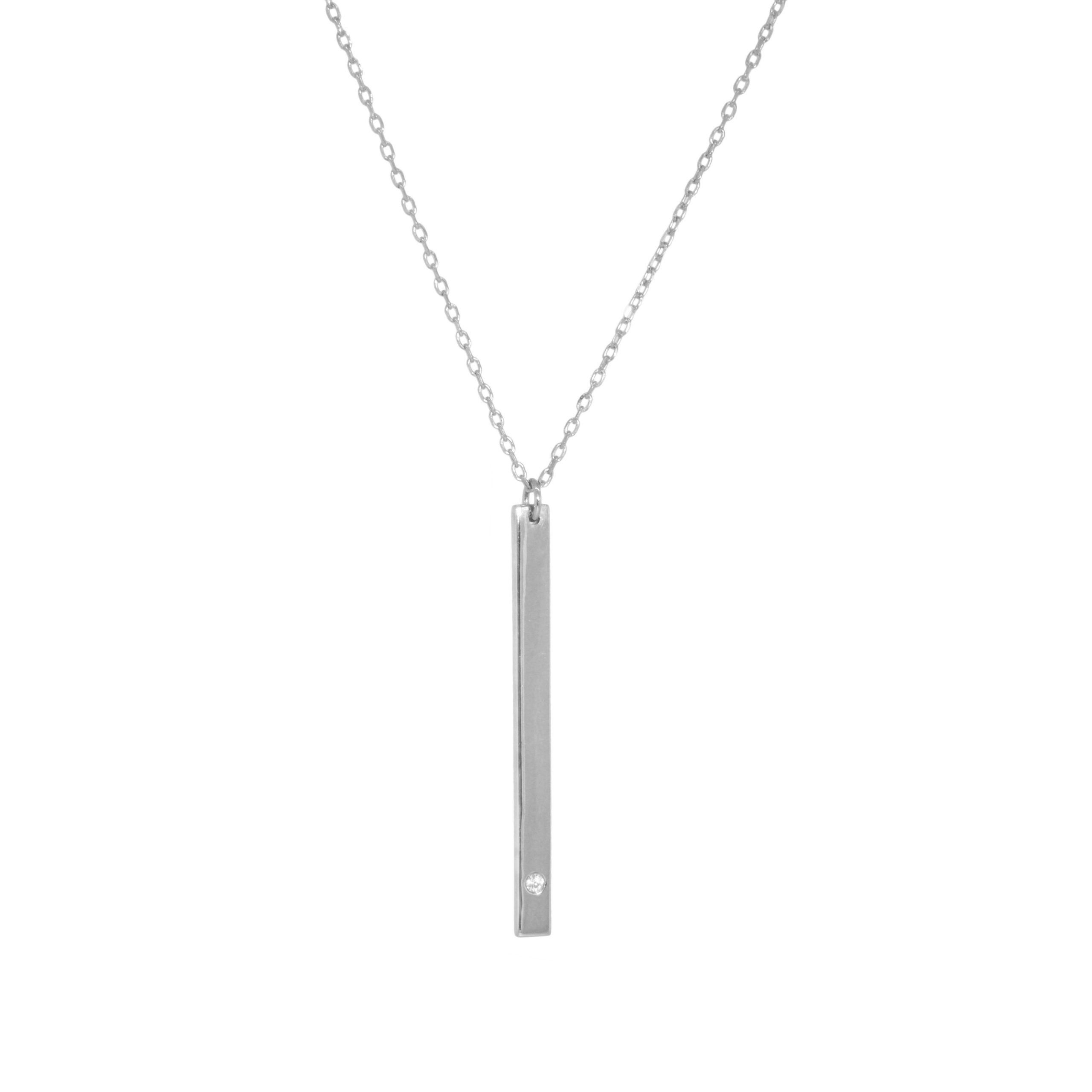 Tiny Pave Diamond Curve Bar Necklace – STONE AND STRAND