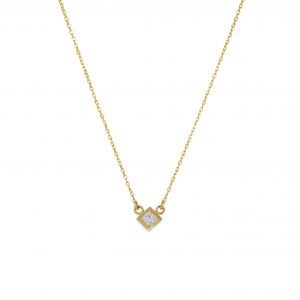 Princess Diamond Bezel Necklace